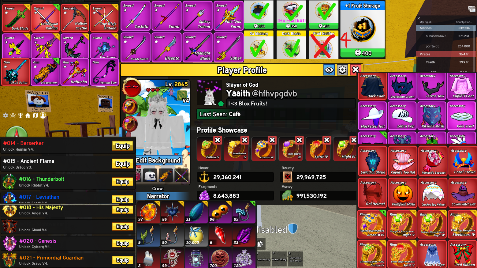 Acc Blox Fruits Chuyên PVP - ITEM